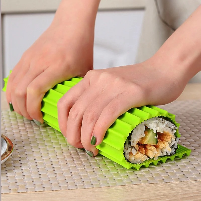 Sushi Making Kit - Rideau roulant à Sushi en Silicone,