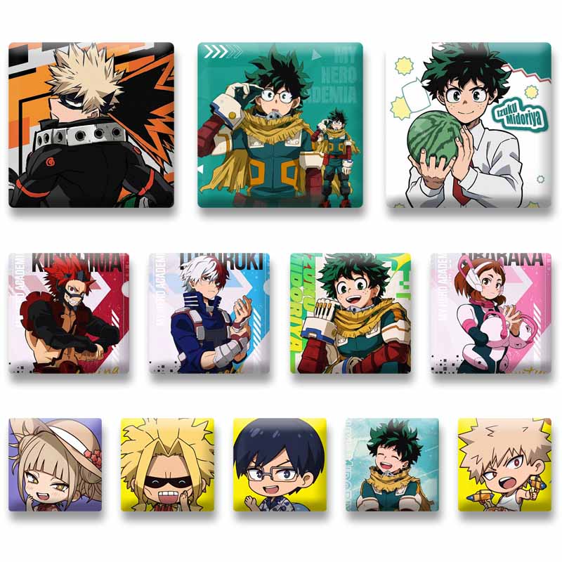 Furoshiki - Badge carré Ochaco Izuku Shoto Himiko