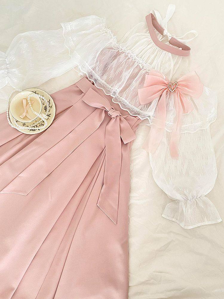 Japanese Tea - Robe longue classique japonaise Lolita rose