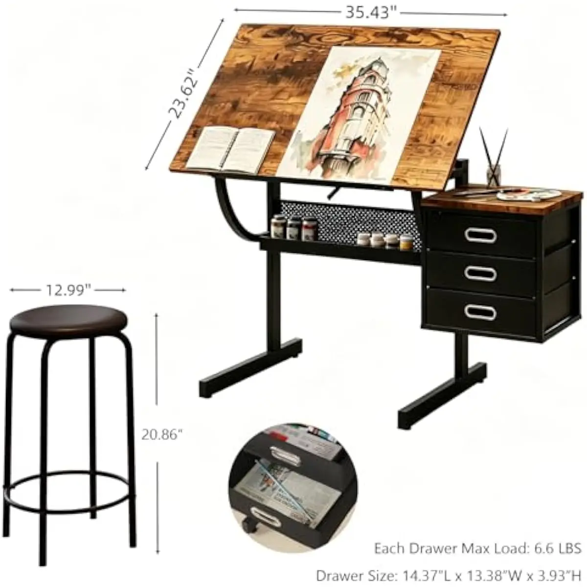 Bureau de dessin avec réglage  - Matcha avis et prix